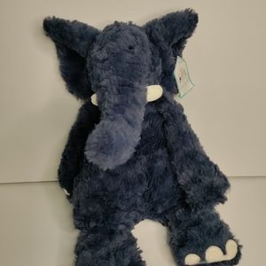 14” Retired Rare Jellycat Indigo Blue Edmundo Elephant Floppy Bean Bottom Plush.
